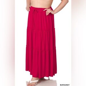 New!PLUS SIZE TIERED RUFFLE RAW HEM MAXI SKIRT SIZE 1X 2X 3X